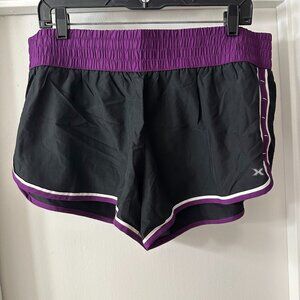 Xersion Black Run Shorts With Liner and Purple Accents